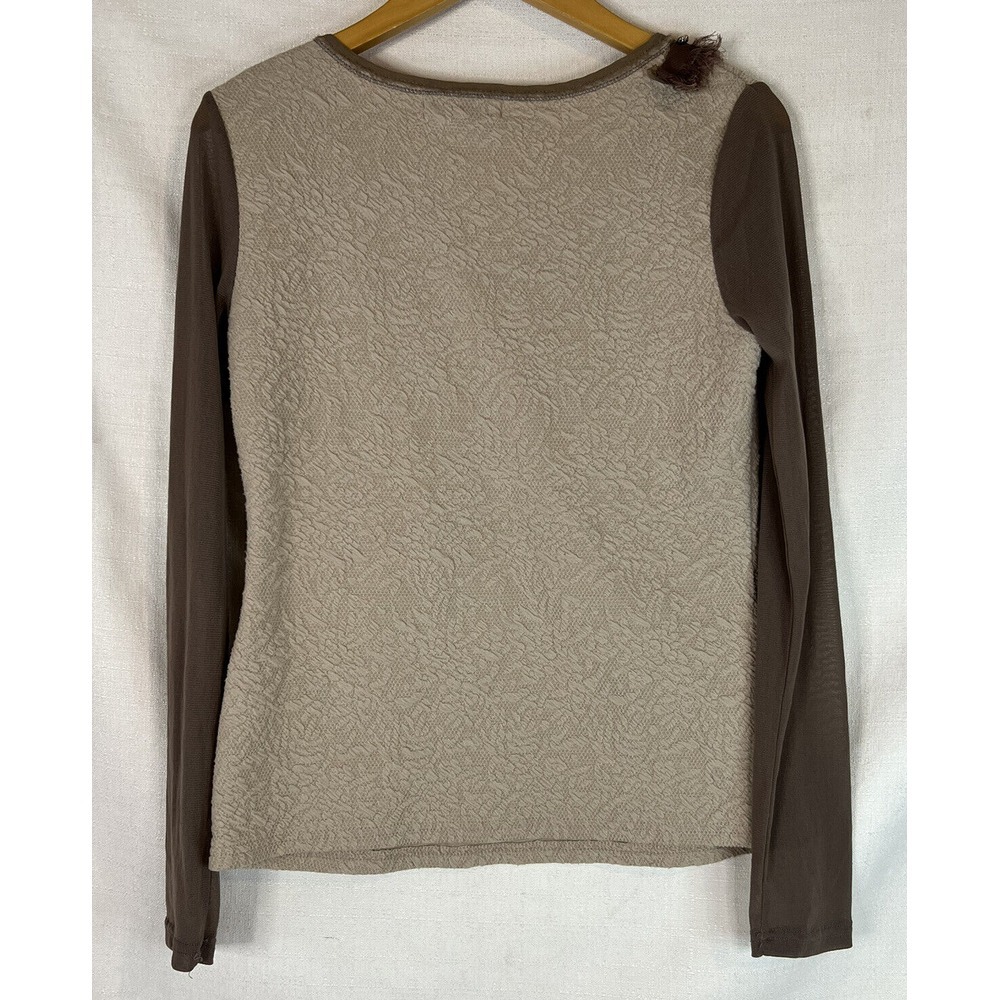 Forla Paris French Designer Taupe Embellished Ruffle Shirt Sz Med  AS IS READ! - Picture 5 of 10